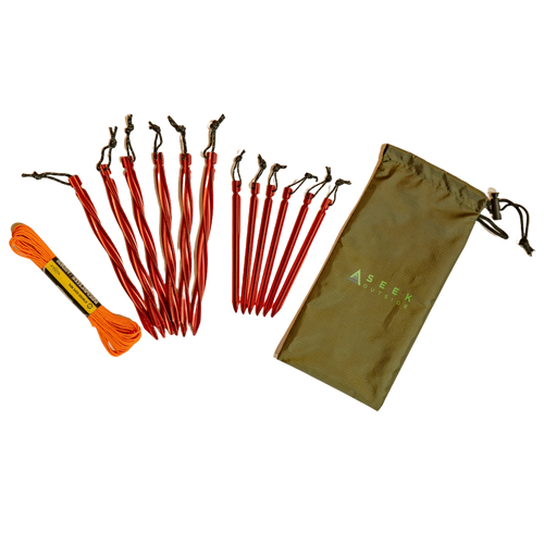 MSR twisted stakes, Paracord, Stuff Sack, kit