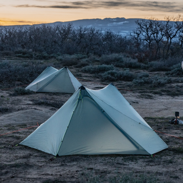 sunlight 2p trekking pole tent lifestyle photo. Zipperless entry