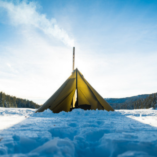 8 man green tipi winter camping