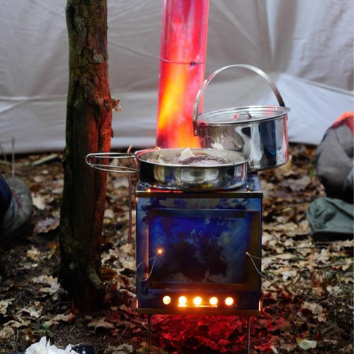 Large Titanium Wood Stove & Stovepipe Large Titanium Wood Stove & Stovepipe